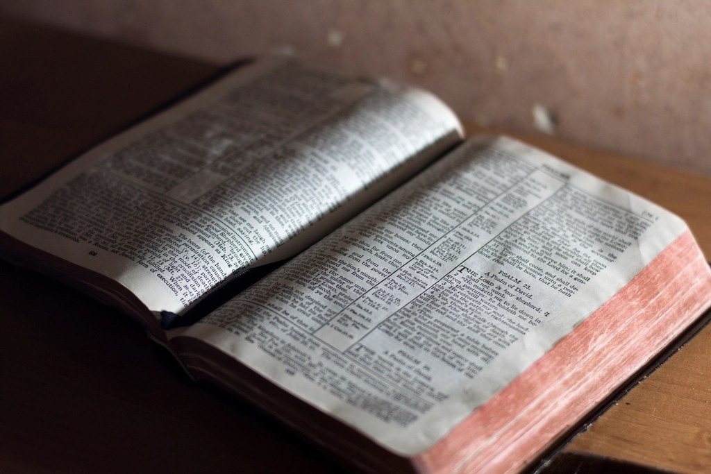 Old vintage bible worn pages